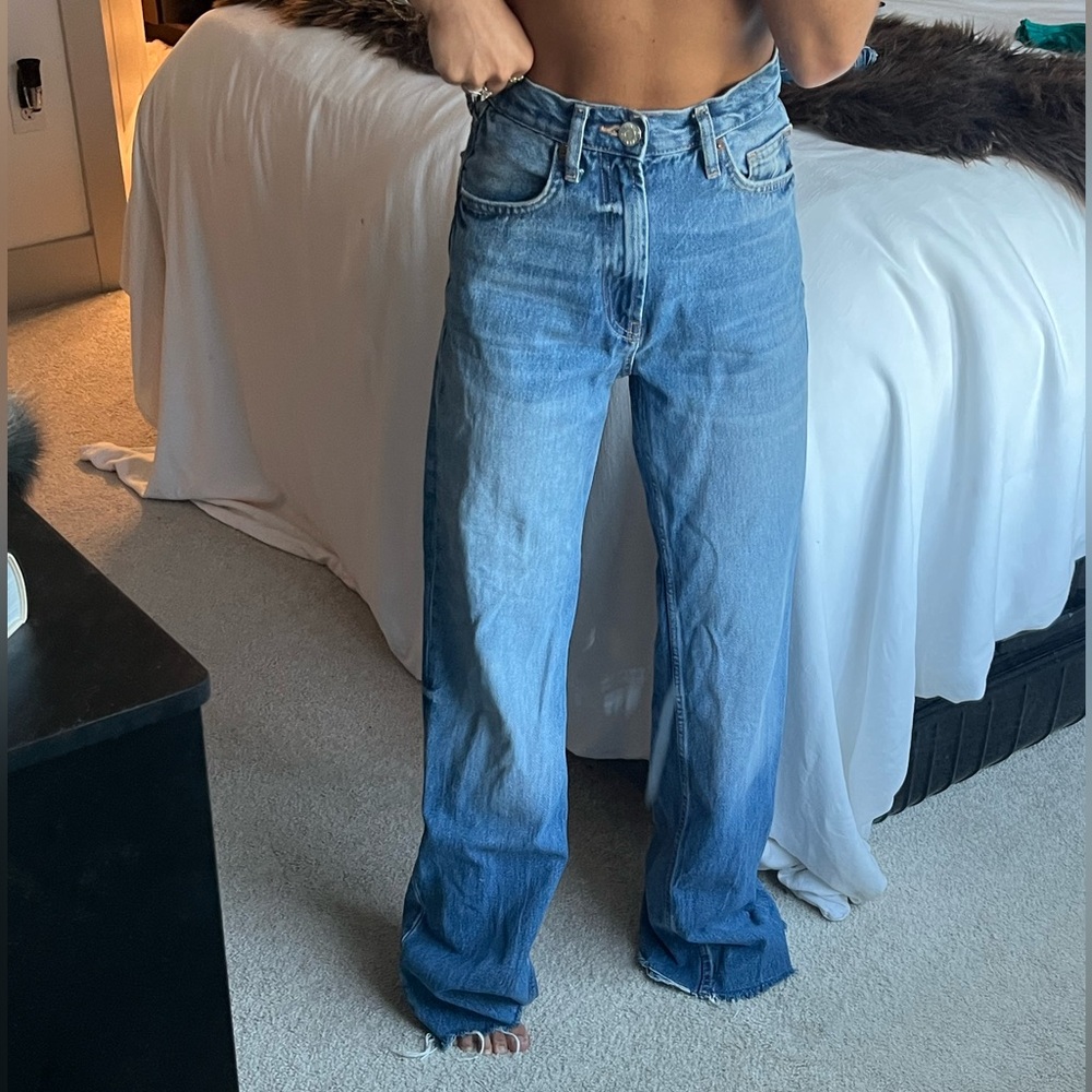 Zara High Waist Straight Leg Jeans